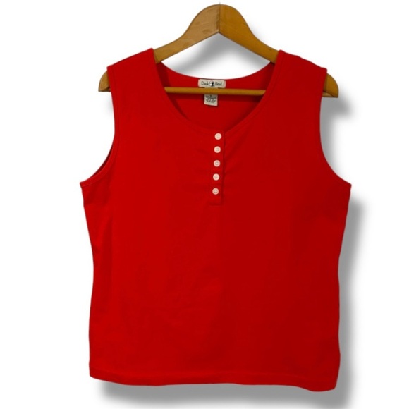Vintage Duck Head Red Button Tank Top Women’s Size Medium Cotton Tomato Girl - Picture 1 of 15